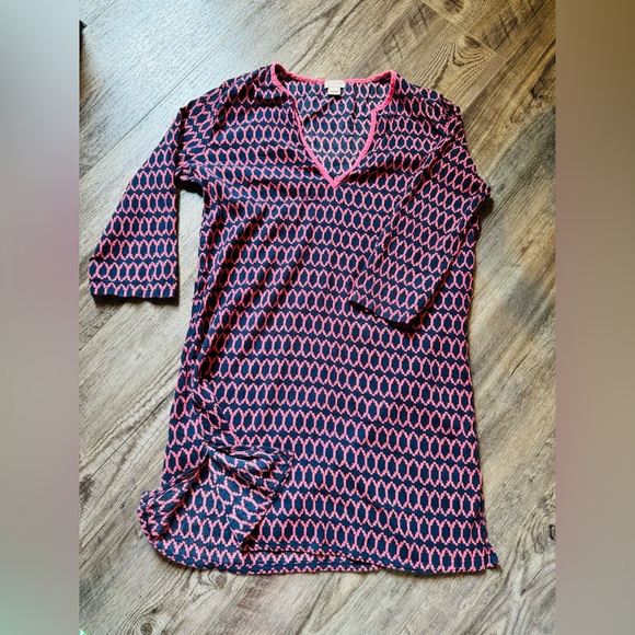 J.Crew Factory Beach Swim Coverup Tunic XS Pink Navy - Picture 1 of 3